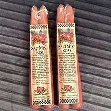 Vtg Yankee Candle Company Salt Mist Rose 6 Inch 2 Set Of 2 =4 Taper Candles NOS