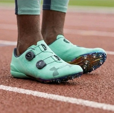 Under Armour SpeedForm Sprint Pro BOA Racing Spikes Green Iridescent Men's Sz 10