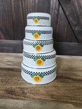 Vintage Sunny Tabletops Unlimited Enamel Nesting Bowl | Sunflower | Set of 5