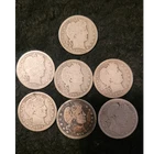 Barber quarters lot of 7. Circulated coins assorted years and mint marks