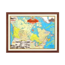 Old Map of Canada 1945 - Vintage Canada Art Wall Decor