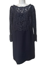 RSVP by Talbots Navy Blue Lace Dress Sheath Cocktail Party Plus Size 10