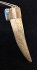Wicked Old Pawn Sterling Turquoise Native American Deer Antler Tip Pendant — photo 7