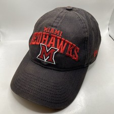 Miami Red Hawks Hat New Era 9Twenty Black Cotton Strapback Slouch Dad Clean Up