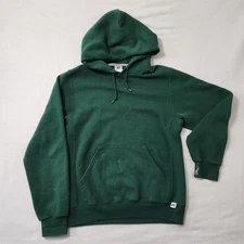 Vintage Y2k Russell Double Face Hoodie Mens Small Green Pullover Athletic Paint 