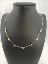 BOMA 925 sterling silver dainty triangular designs stations chain necklace
