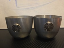 Set Of 2 Pewter Jefferson Cups, Seal of the Holy Cross College Fenwick Society
