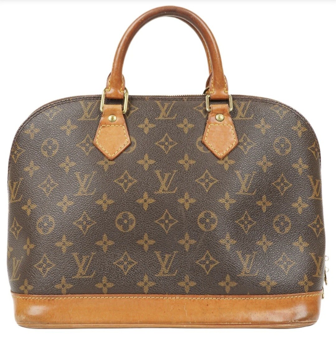 Louis Vuitton Alma Monogram borsa a mano tela/pelle marrone zip finiture oro