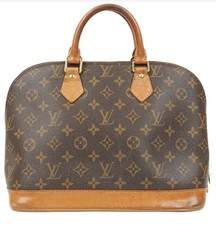 Louis Vuitton Alma Monogram borsa a mano tela/pelle marrone zip finiture oro
