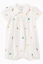 ralph lauren baby girls 6M white polo all over embroidered detail romper cotton
