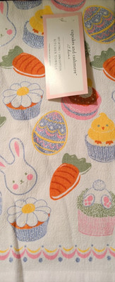 Cupcakes and Cashmere Set of 2 Kitchen Towels Easter Bunny Carrot Egg Cupcakes