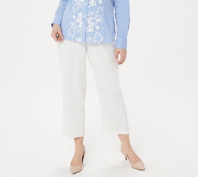 Linea by Louis Dell'Olio Petite Zip-Front Crop Pants, Ivory, Size: Petite 12