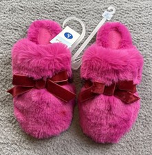 Cat Jack Girls Youth Size Large 4/5 Pink Amoret Plush Scuff Slippers