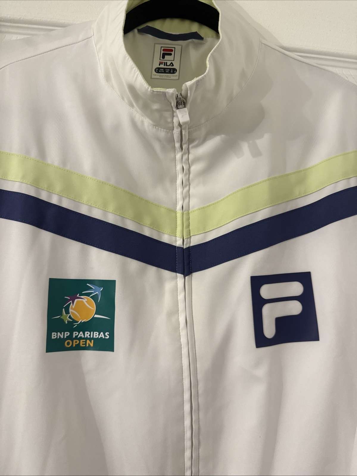 FILA BNP PARIBAS OPEN JACKET GIACCA A VENTO Bianco Xl Full Zip Indian Wells Tennis