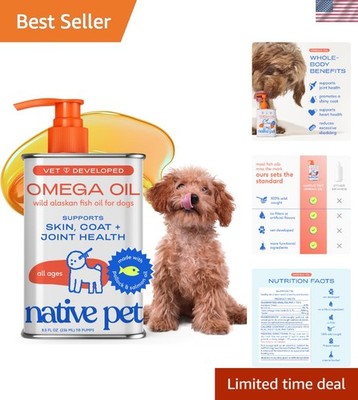 Fast-Absorbing Omega 3 Fish Oil for Dogs & Cats - 8oz - Promotes Healthy Coat