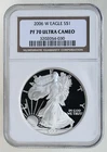2006-W American Silver Eagle S$1 NGC PF70 Ultra Cameo (Brown Label)