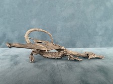 Excellent Rawcliffe pewter stalking dragon w red Swarovski glass eyes 6" long