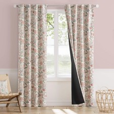 Pink Nursery Curtains for Girls Room Floral Blackout Dorm Curtains 84 Inch Le...