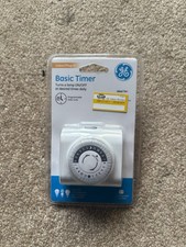 GE Basic 24-Hour Indoor Plug-In Mechanical Outlet Timer, Polar White Model 15119