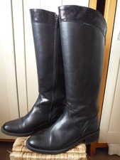 Ted & Muffy Knee Length Black Leather Boots UK Size 6.5 EU 40 Slim Fit Leg/calf