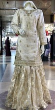 Luxury Pakistani Bridal  Partywear Outfit Embroided Shirt Dupatta With Gharara