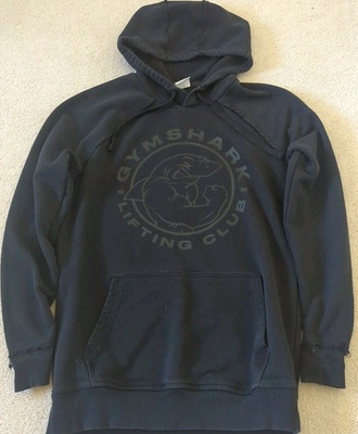 #ad GYMSHARK Hoodie Black Sweatshirt Lifting Club Shark Logo Pullover Mens Small * $18.00