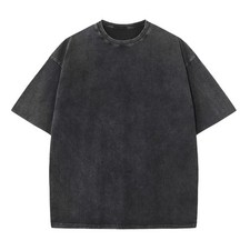 Oversized Washed T-Shirt Mens 100% Cotton Gym Fitness Loose Drop Shoulder Tee