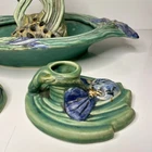 Weller Art Pottery Ardsley Iris Candlesticks ONLY - READ
