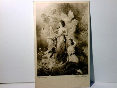 Floras Scheiden. Alte Ansichtskarte / Künstlerkarte s/w von Hans Zatzka, ungel. 