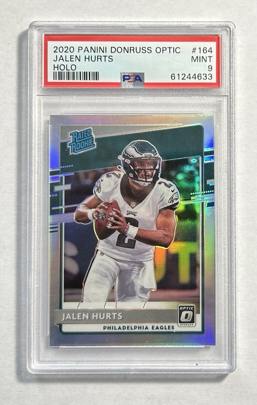 2020 DONRUSS OPTIC JALEN HURTS HOLO PRIZM RATED ROOKIE PSA 9