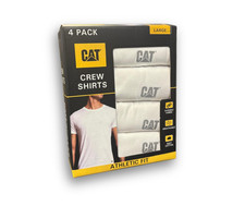 CATERPILLAR Size large 42-44 White 4-Pk Athletic Crew Neck T-shirts