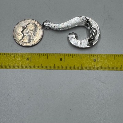 Vintage Rhinestone Question Mark Lapel Pin Silver Tone Sparkling