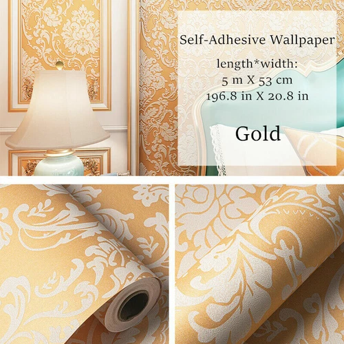 5M Floral Wallpaper Sticker Self-Adhesive Non-woven Wall Paper Home Decor Modern - Bild 19 von 24