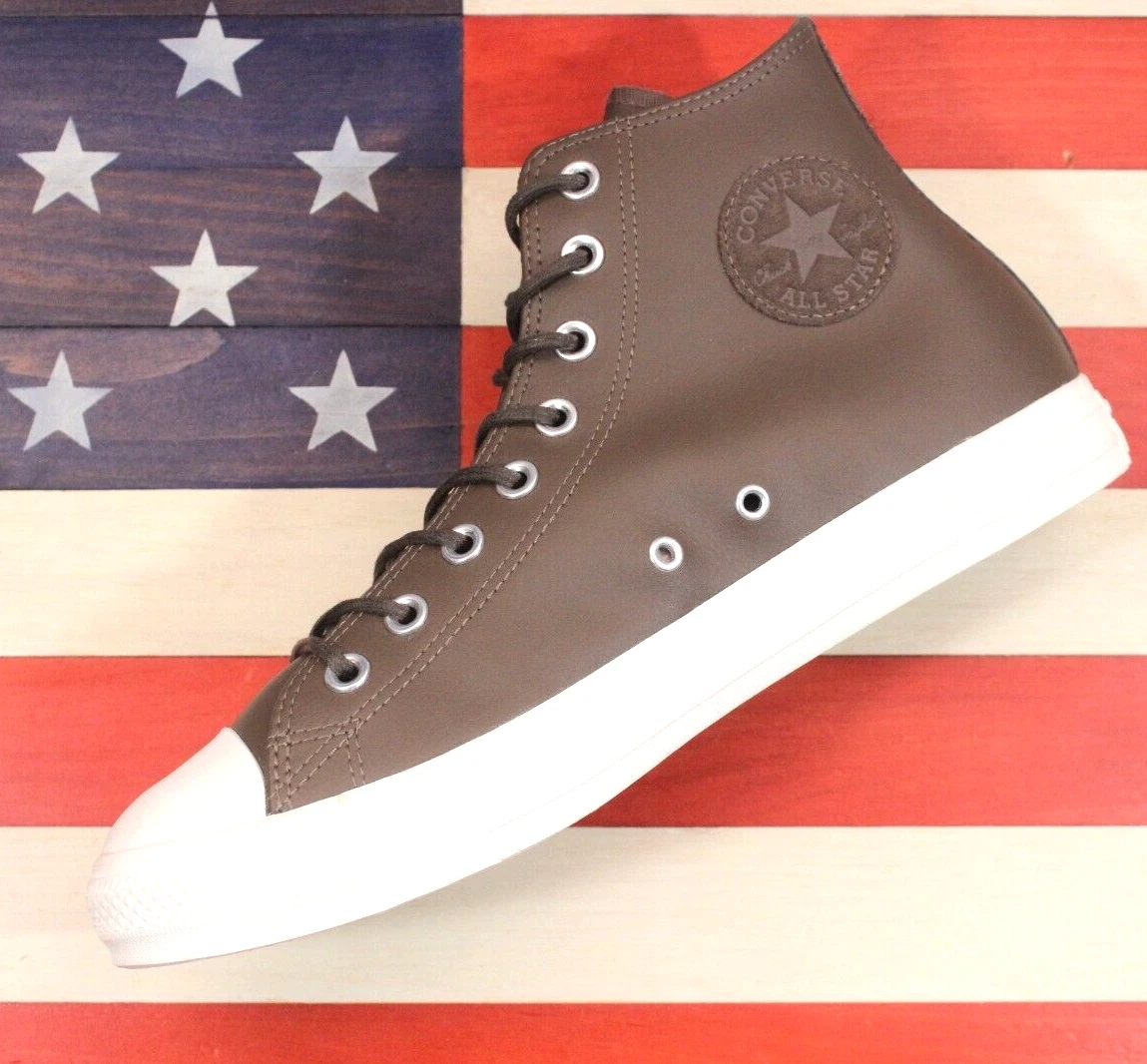 CONVERSE Chuck Taylor ALL STAR HI Smoke Brown White LEATHER Shoe 170101C Mens 9