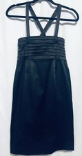 Urban Outfitters LUX Womens Size 0 Black Pleated Bodice Mini Dress Satin