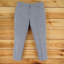 Rafaella Pants Womens Sz 8 Black Geometric Chinos Pockets Mid Rise Straight Leg