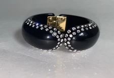 Edie Parker Acrylic Hinge Bracelet W/ Crystal & Gold Tone Detail Signed