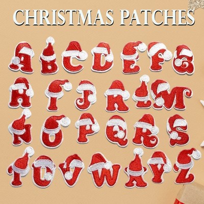 Festive Christmas Iron-On Embroidery Letter Patches Perfect for Clothe Xmas Gift