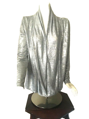 Love by Chesley nice blouse women size L metallic silver grey New