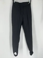 Vintage Profile Womens Ski Snow Pants Size 10 Reg Black Stirrup Zipper Pocket