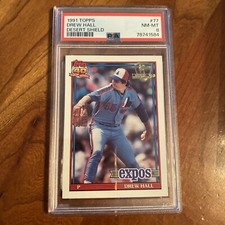 1991 Topps Desert Shield #77 DREW HALL PSA 8 EXPOS