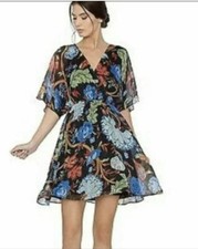 Alice + Olivia Cay Alder Floral Batwing Dolman Sleeves Mini Dress Size 4