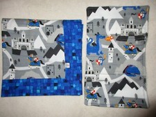 Handmade Flannel Knight Dragons Baby Blanket Approx. 34" X 34"  Burp Cloth