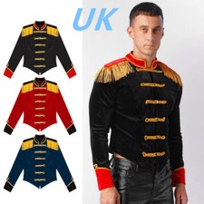 UK Men's Halloween Circus Ringmaster Costume Lion Tamer Showman Tailcoat Jacket