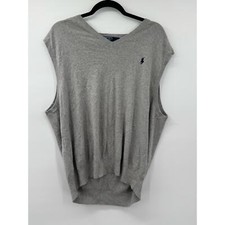 Polo Ralph Lauren Men's Gray Pima Cotton Golf Pullover V-Neck Sweater Vest Sz XL