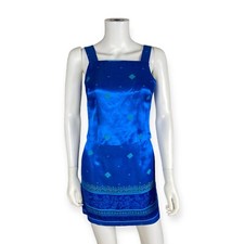 All That Jazz VTG 90s Blue Satin Top and Skirt Set Grunge 3/4