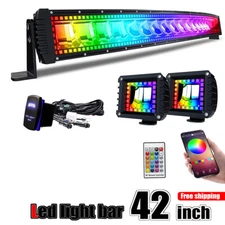 Curved 42" Light Bar RGB Halo Ring Chasing Light for Ford F250 F350 Super Duty