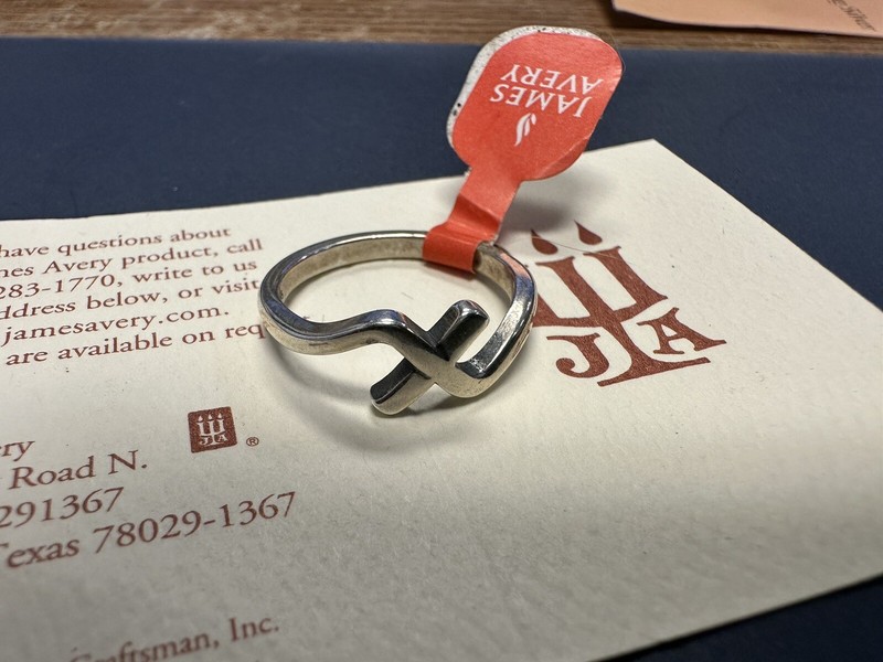 Sterling Silver James Avery Script Initial X RING Size 7. - I3505