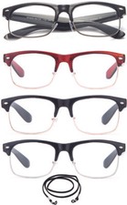4 Pack Vintage Style Half Rim Reading Glasses Comfortable Mixed Frame for Men