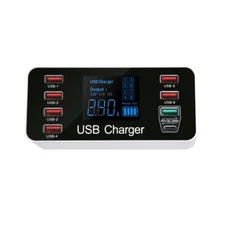 8-Ports Multi USB Desktop Wall Charger QC 3.0 PD Fast Charging Station Adapter